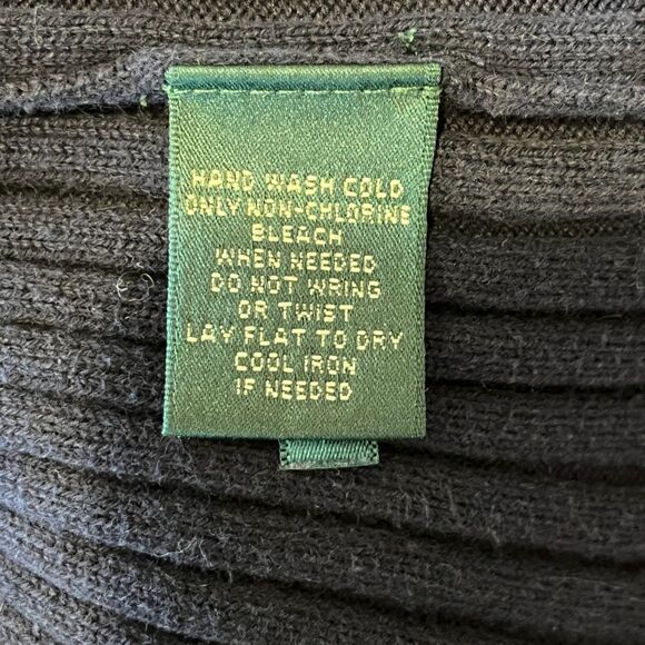 Lauren Ralph Lauren Navy Blue Ribbed Sweater with Faux Suede Patch Medium - Picture 8 of 8